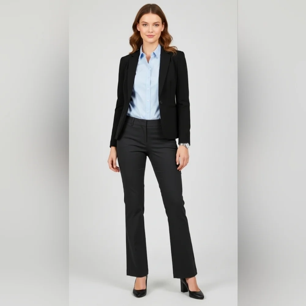 Kenneth Cole Kayla Wide Leg Dress Pant Flat Front Black Size 8
